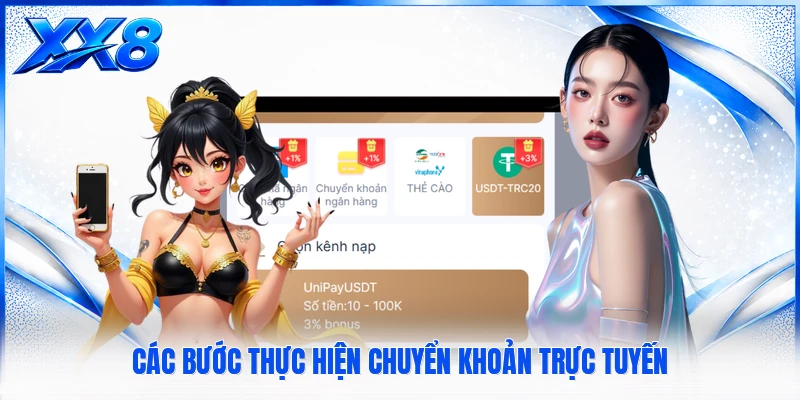 Các bước thực hiện chuyển khoản trực tuyến